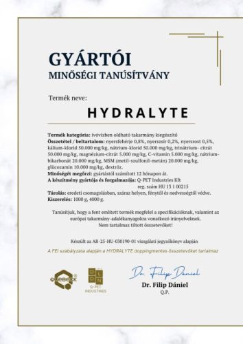 Quebeck Hydralyte Elektrolit és Sópótló Lovak Számára, 1 kg