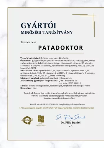 Quebeck Patadoktor Szarutámogató Gyógynövénytonik Lovak Számára