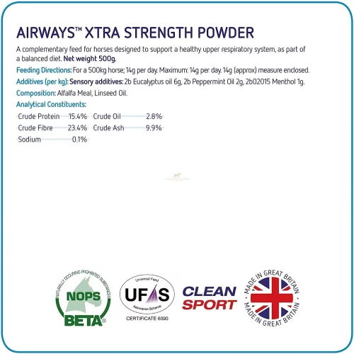 Equine America Airways Xtra Powder, az egészséges légutakért, 500 g