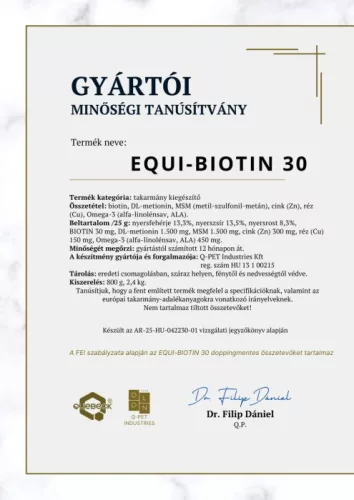 Quebeck Equi-Biotin 30 pata és szarutámogató, 2.4 kg