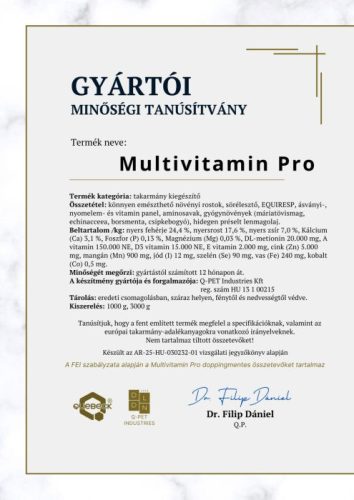 Quebeck Multivitamin Pro professzionális multivitamin, 1 kg
