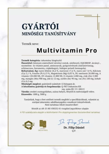 Quebeck Multivitamin Pro professzionális multivitamin, 3 kg