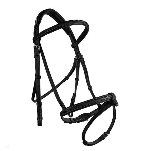 CWD Raised French Noseband Hímzett Kantár, Fekete