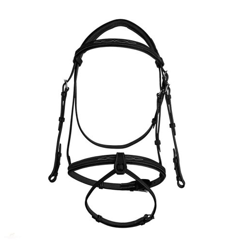 CWD Raised French Noseband Hímzett Kantár, Fekete