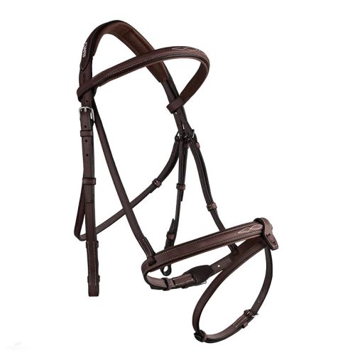 CWD Raised French Noseband Hímzett Kantár, Sötétbarna